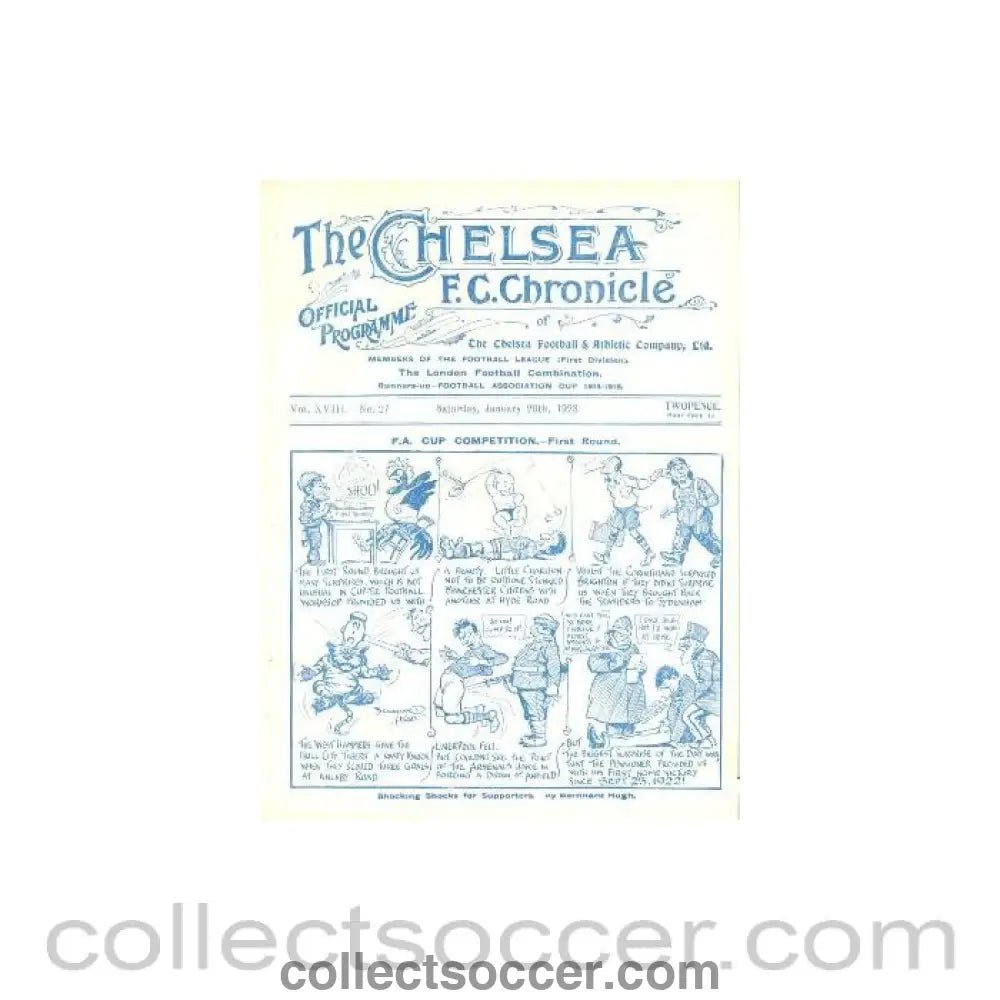 1923 - Chelsea v Newcastle United official programme 20/01/1923 - Collect Soccer