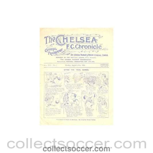 1923 - Chelsea v Tottenham Hotspur official programme 27/08/1923