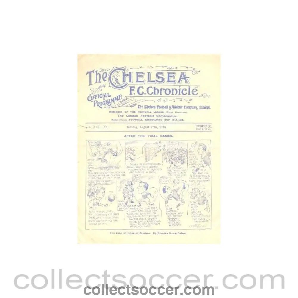 1923 - Chelsea v Tottenham Hotspur official programme 27/08/1923 - Collect Soccer