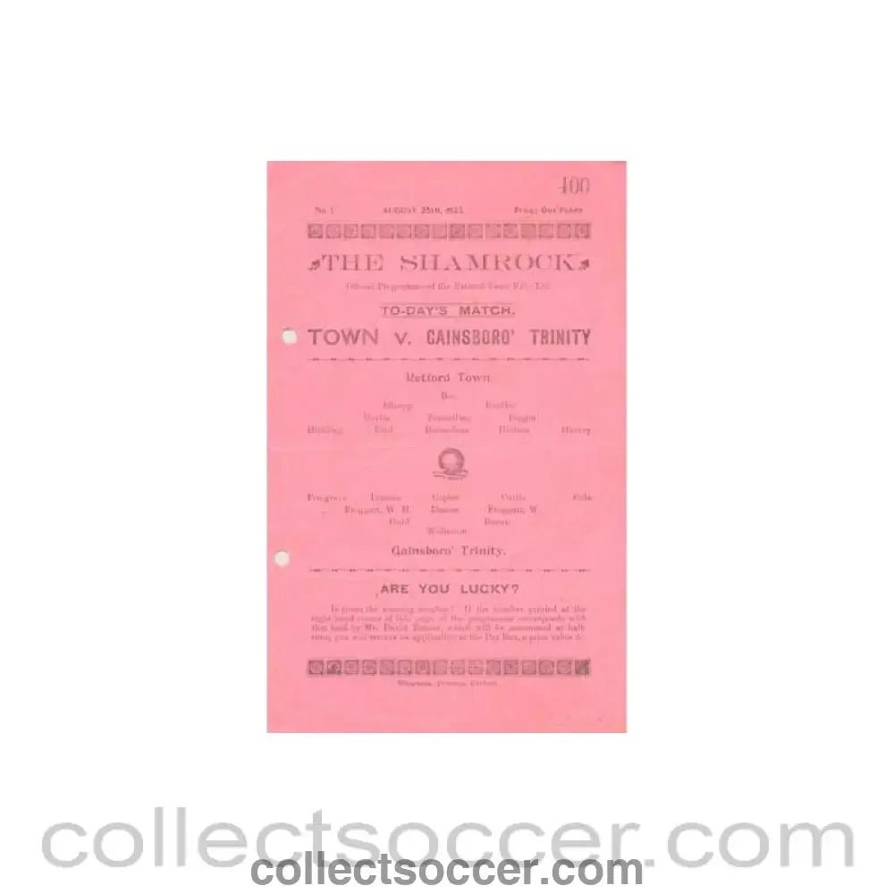 1923 - Retford Town v Gainsboro Trinity official programme 25/08/1923 - Collect Soccer