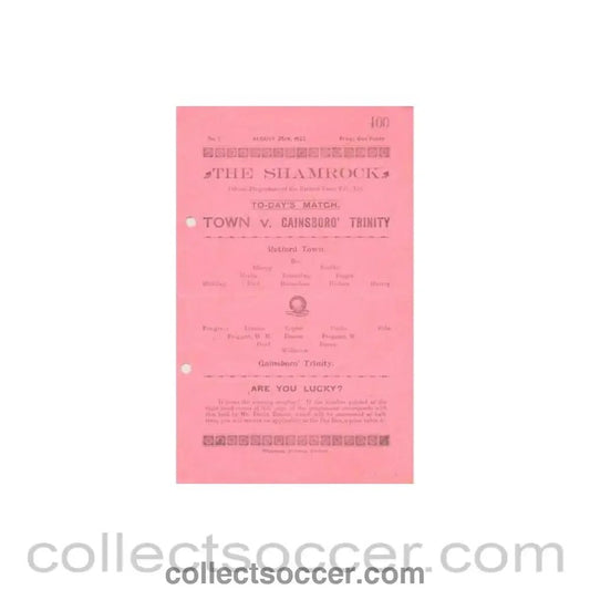 1923 - Retford Town v Gainsboro Trinity official programme 25/08/1923 - Collect Soccer