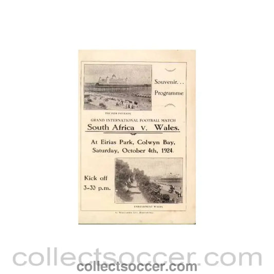 1924 - Wales v South Africa 1924 Rare Programme