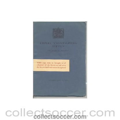 1925 - At Wembley - Empire Thanksgiving Service - programme and song book - 24/05/1925 - Collect Soccer