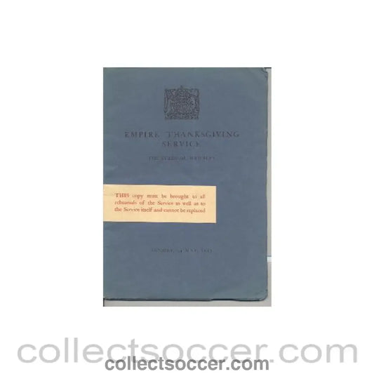1925 - At Wembley - Empire Thanksgiving Service - programme and song book - 24/05/1925