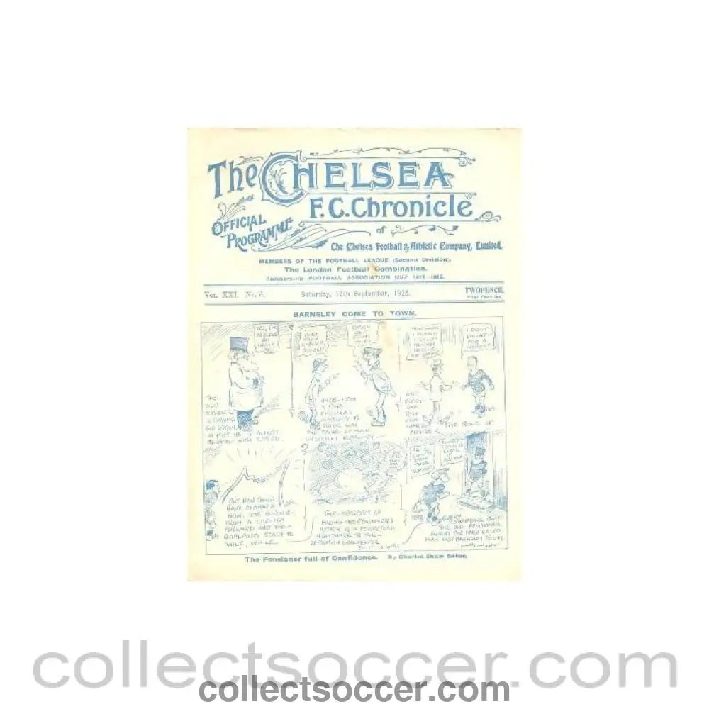 1925 - Chelsea v Barnsley official programme 12/09/1925 - Collect Soccer
