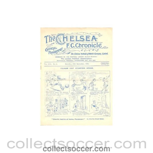 1925 - Chelsea v Fulham official programme 26/09/1925