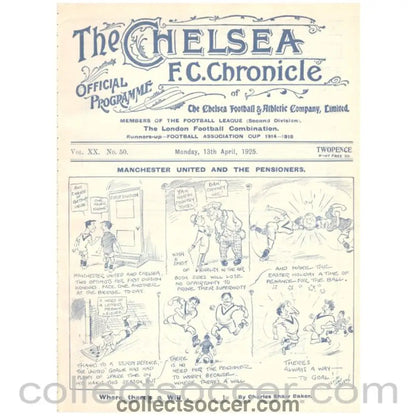 1925 Chelsea v Manchester United Division 2 Official Programme - Collect Soccer