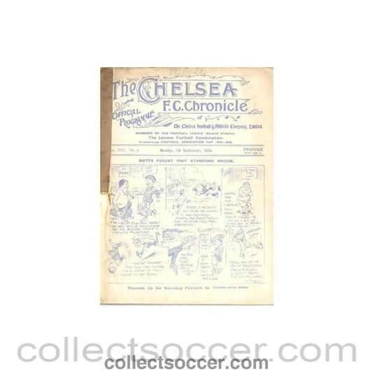1925 - Chelsea v Nottingham Forest official programme 07/09/1925