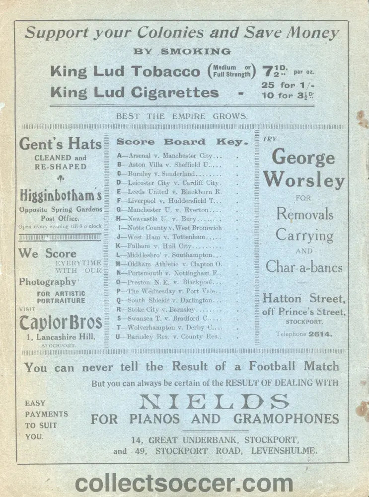 1926 Stockport County v Chelsea Very Rare Football Programme - Last League Meeting 20/3/1926