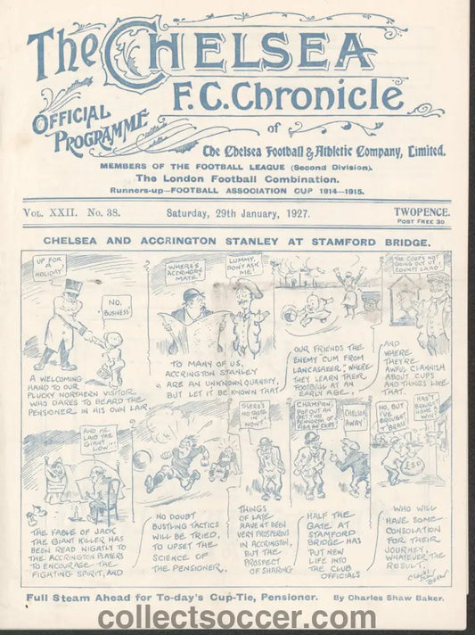 1927 Chelsea v Accrington Stanley official programme