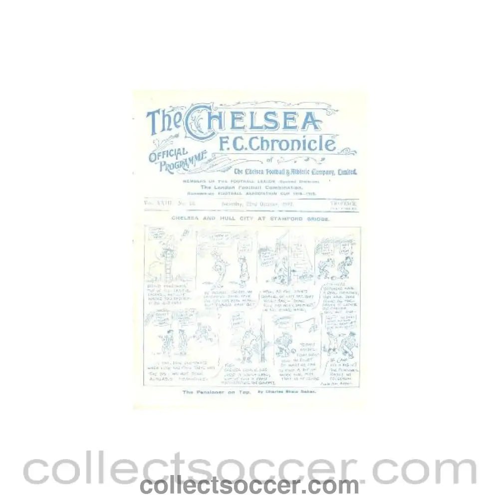 1927 - Chelsea v Hull City official programme 22/10/1927 - Collect Soccer