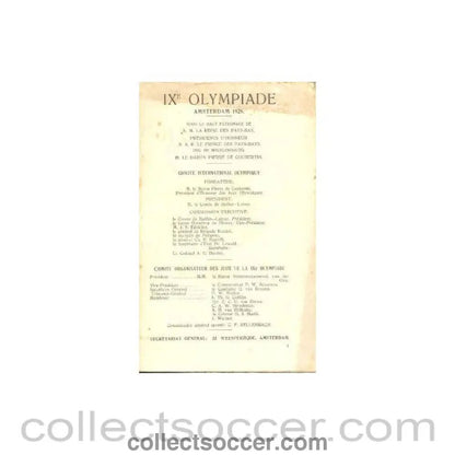 1928 IX. Olympic Games in Amsterdam programme - Collect Soccer