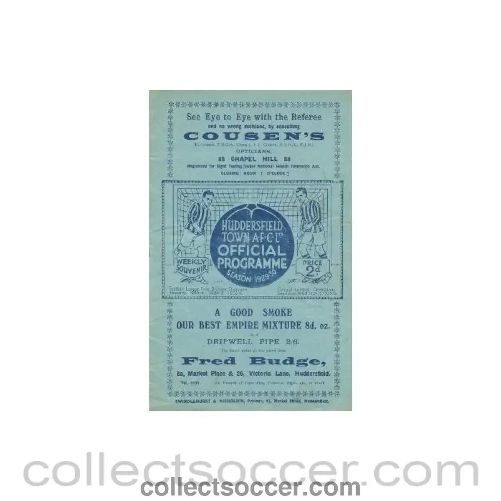 1929 - Huddersfield Town v Sheffield United official programme 21/09/1929 - Collect Soccer
