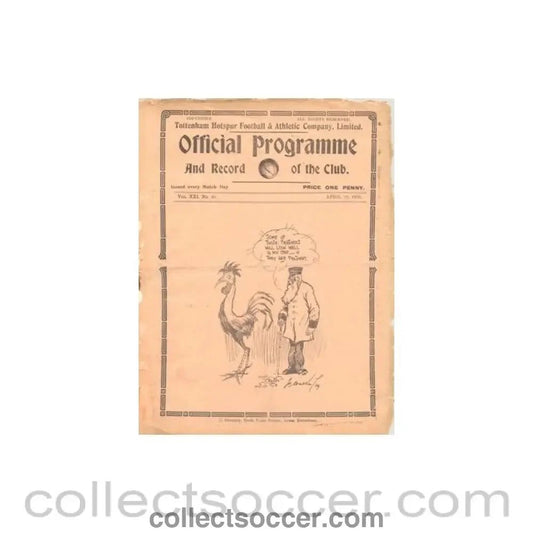 1929 - Tottenham Hotspur vChelsea official programme 20/04/1929 Football League - Collect Soccer