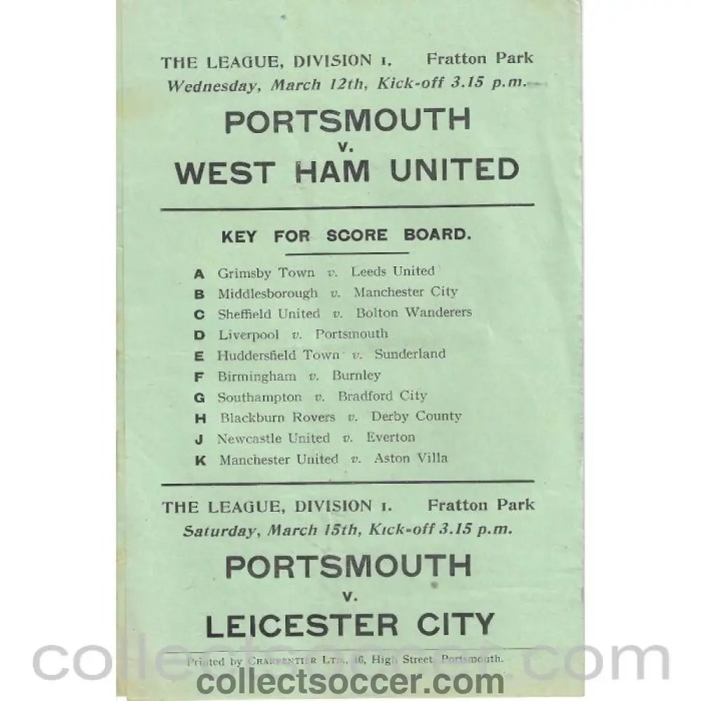 1930 - At Portsmouth Bournemouth Gas Works v Wimbledon FA Amateur Cup Semi Final Programme 8/3/1930 - Collect Soccer
