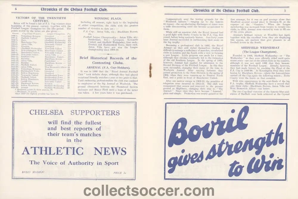 1930 Charity Shield At Stamford Bridge Arsenal v Sheffield Wednesday - Collect Soccer