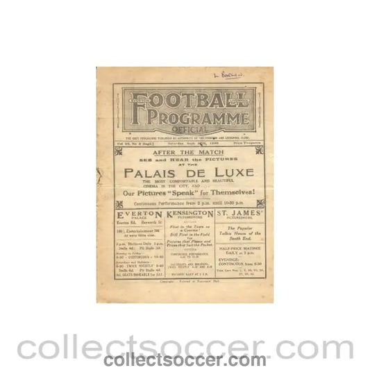 1930 - Liverpool v Chelsea official programme 27/09/1930 and Everton Res V Sheffield utd Res