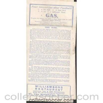 1930 - Wimbledon v The Casuals 3/05/1930 Official Programme - Collect Soccer
