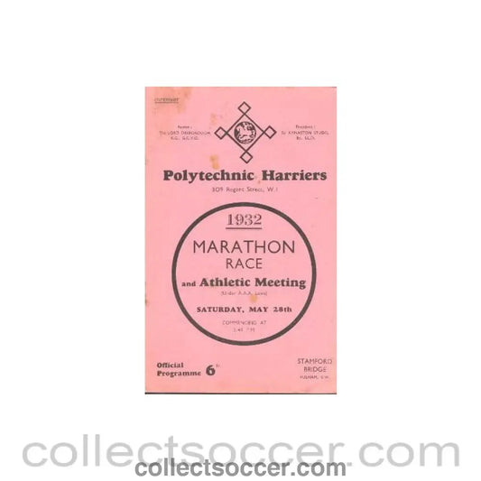 1932 - AtChelsea - Marathon Race and Athletic Sports at Stamford Bridge Grounds on 28/05/1932