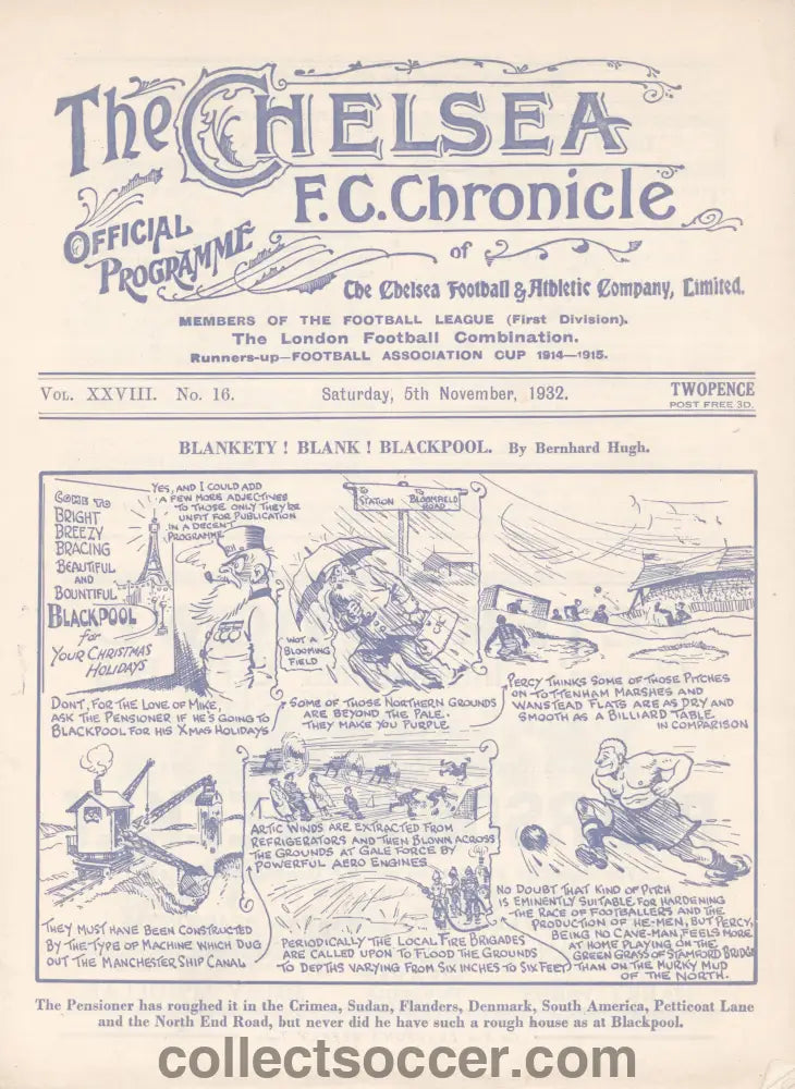 1932 Chelsea v Birmingham 5/11/1932 Official Programme 5/11/1932