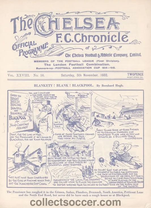 1932 Chelsea v Birmingham 5/11/1932 Official Programme 5/11/1932
