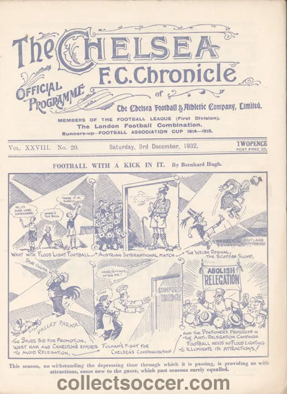 1932 Chelsea v Everton Official Programme 3/12/1932