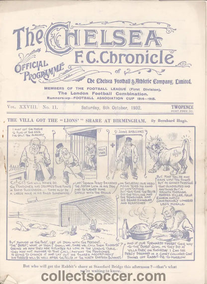1932 Chelsea v Middlesbrough Official Programme 8/10/1932