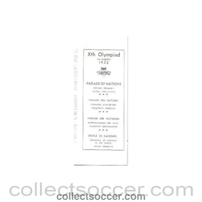 1932 Xth Olympiad in Los Angeles Parade of Nations Opening Ceremony General Regulations, copy - Collect Soccer