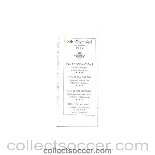 1932 Xth Olympiad in Los Angeles Parade of Nations Opening Ceremony General Regulations copy