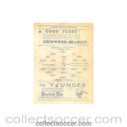 1933 - Chelsea v Blackpool official programme 11/03/1933 - Collect Soccer