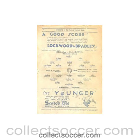 1933 - Chelsea v Blackpool official programme 11/03/1933