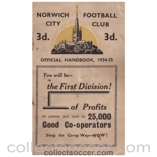 1934 - 5 Norwich City Official Handbook - Collect Soccer