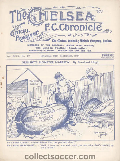 1934 Chelsea v Grimsby Town Official Programme 29/9/1934