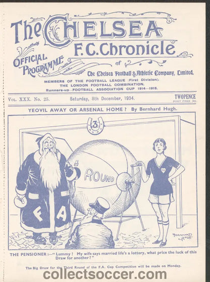 1934 Chelsea v Liverpool Official Programme 8/12/1934