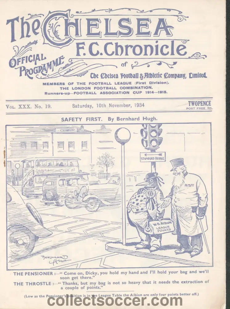 1934 Chelsea v West Bromwich Albion Official Programme 10/11/1934