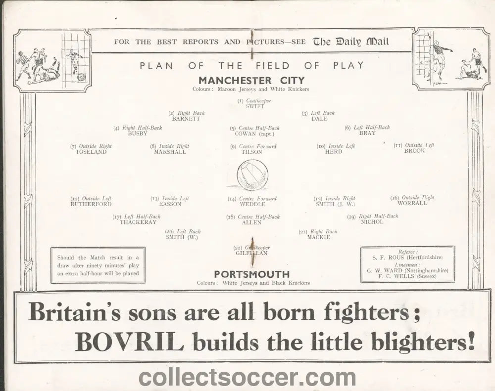 1934 FA Cup Final Programme Portsmouth v Manchester City