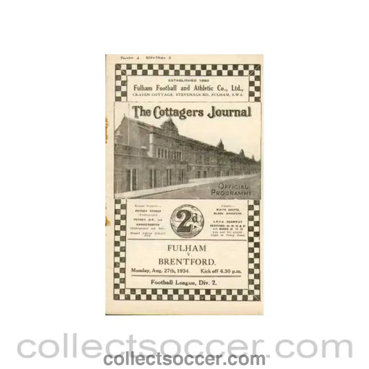 1934 - Fulham V Brentford 1934