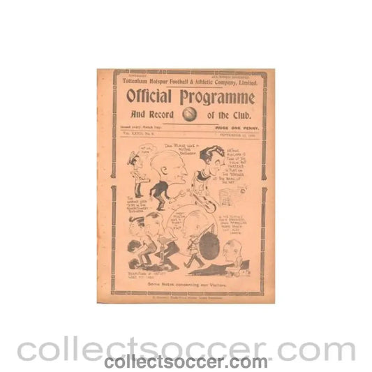 1934 - Tottenham Hotspur v Aston Villa official programme 22/09/1934 Football League - Collect Soccer