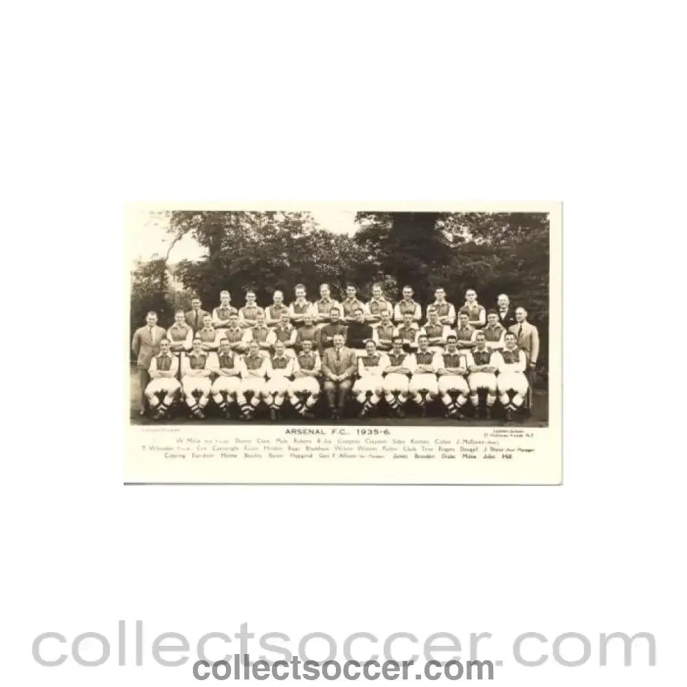 1935 - Arsenal team photograph postcard of Season 1935-1936 - Collect Soccer