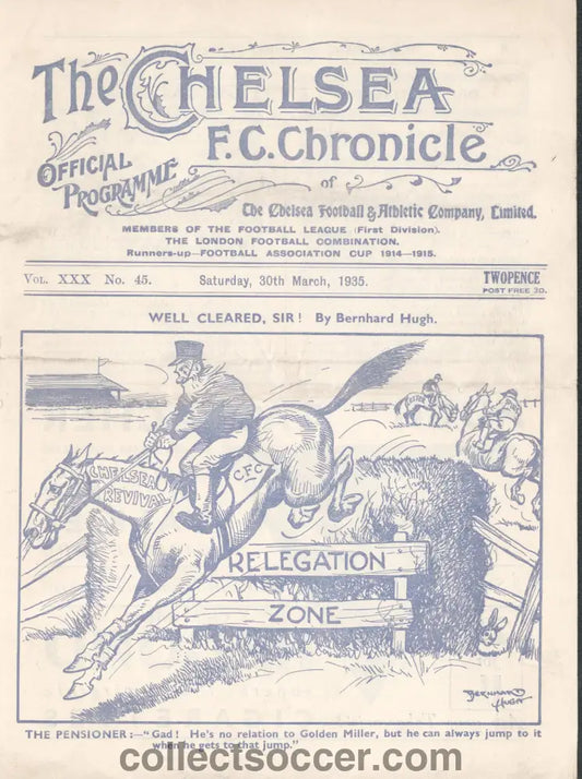 1935 Chelsea v Blackburn Rovers Official Programme 30/3/1935