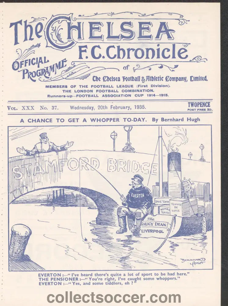 1935 Chelsea v Everton Official Football Programme 20/2/1935