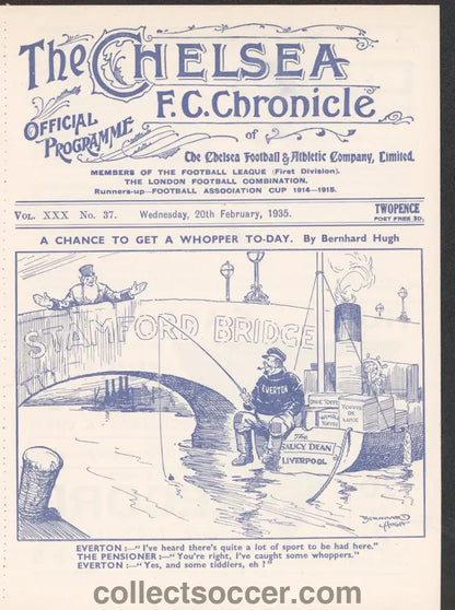 1935 Chelsea v Everton Official Football Programme 20/2/1935
