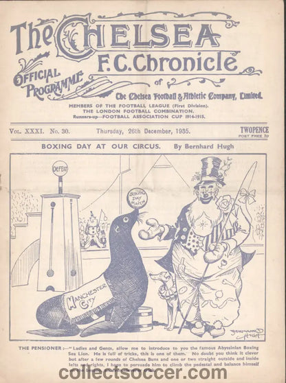 1935 Chelsea v Manchester City Official Programme 26/12/1935