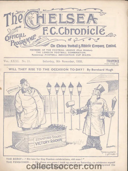 1935 Chelsea v Middlesbrough Official Football Programme 9/11/1935