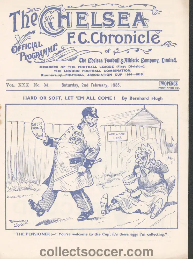 1935 Chelsea v Preston North End Official Football Programme 2/2/1935