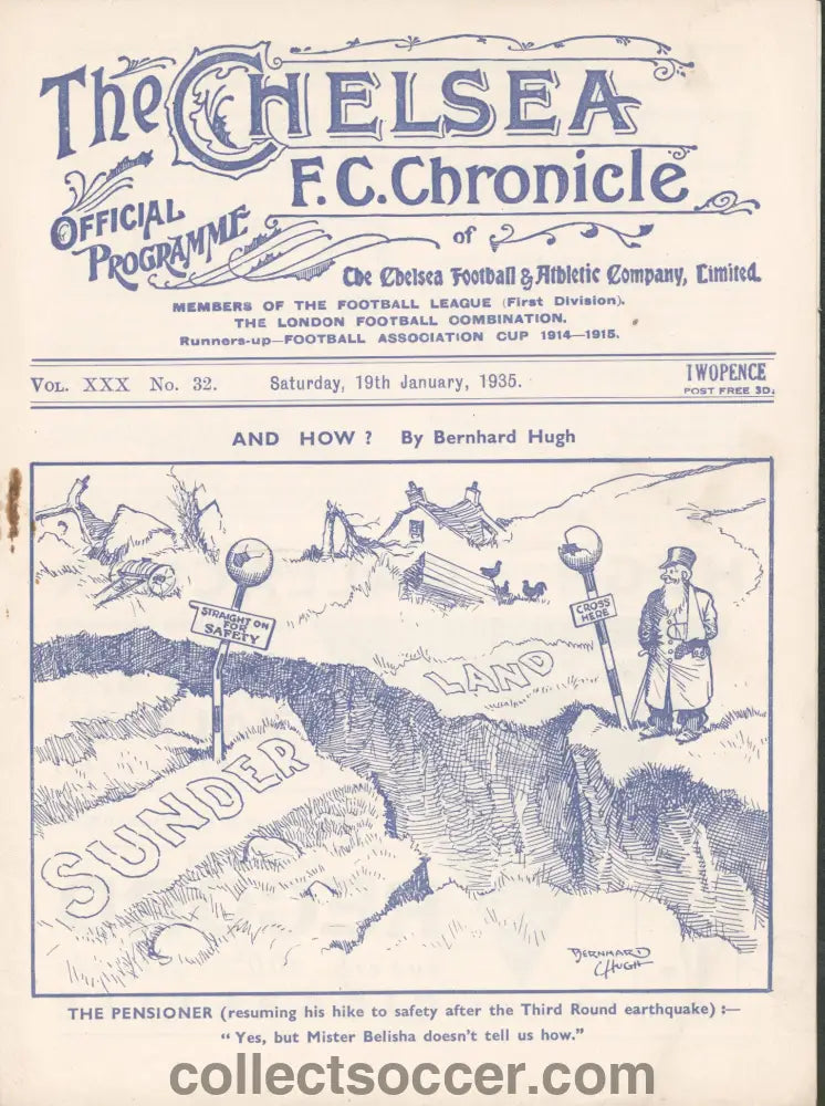 1935 Chelsea v Sunderland Official Programme 19/1/1935