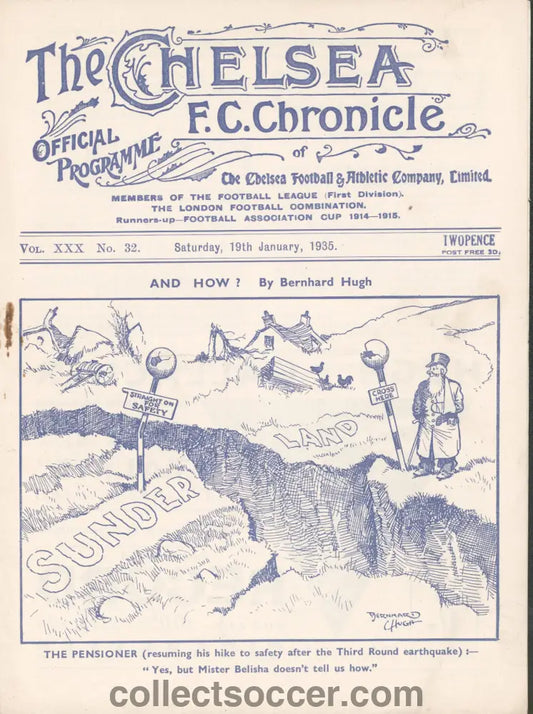 1935 Chelsea v Sunderland Official Programme 19/1/1935