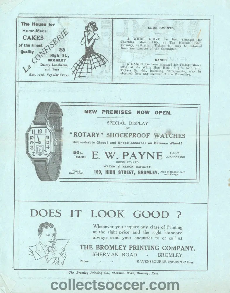 1935 FA Amateur Cup Bromley v Wimbledon Official Programme