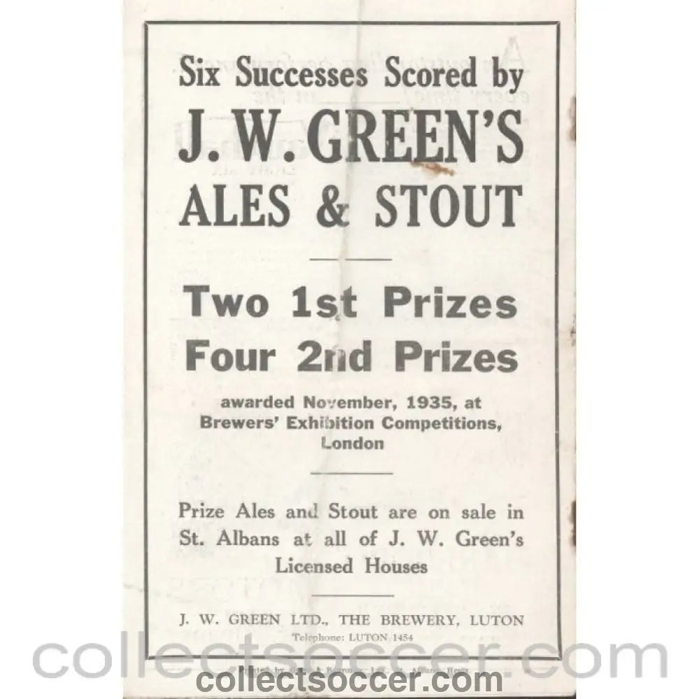 1935 - St Albans City V Wimbledon 28/12/1935 OfficiL Programme - Collect Soccer