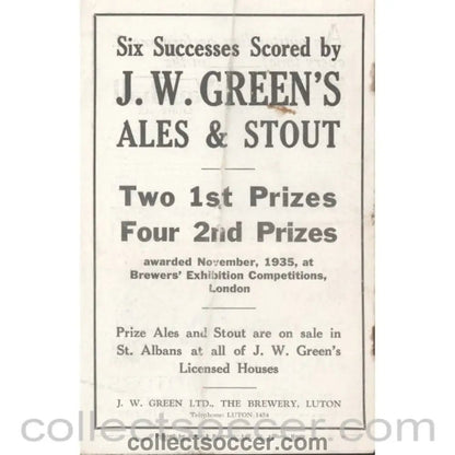 1935 - St Albans City V Wimbledon 28/12/1935 OfficiL Programme - Collect Soccer